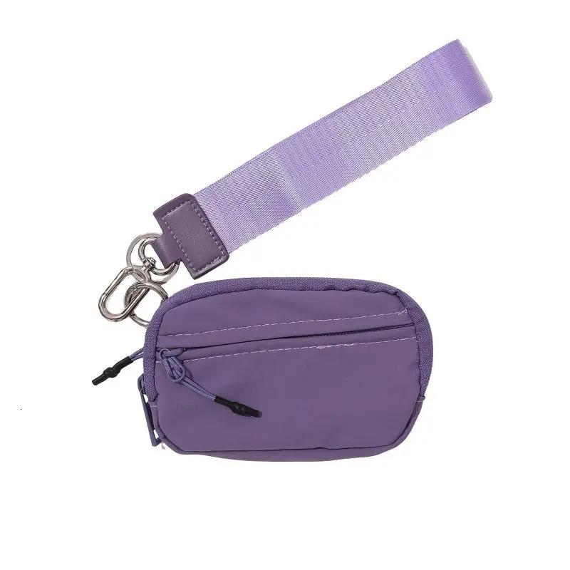 Ship from US Woman Sport Nylon Zipper Coin Purse With Lanyard Handbag Lipstick Bag Wallet Travel Mini Card Holder 250227FBB