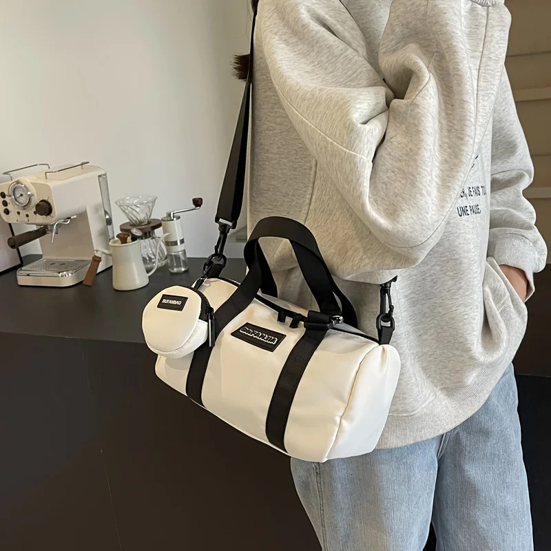 Ship from US Trendy Small Boston Handbag Outdoor Sport Crossbody Bag Versatile Cylinder Bucket With Round Coin Purse 250227FBB