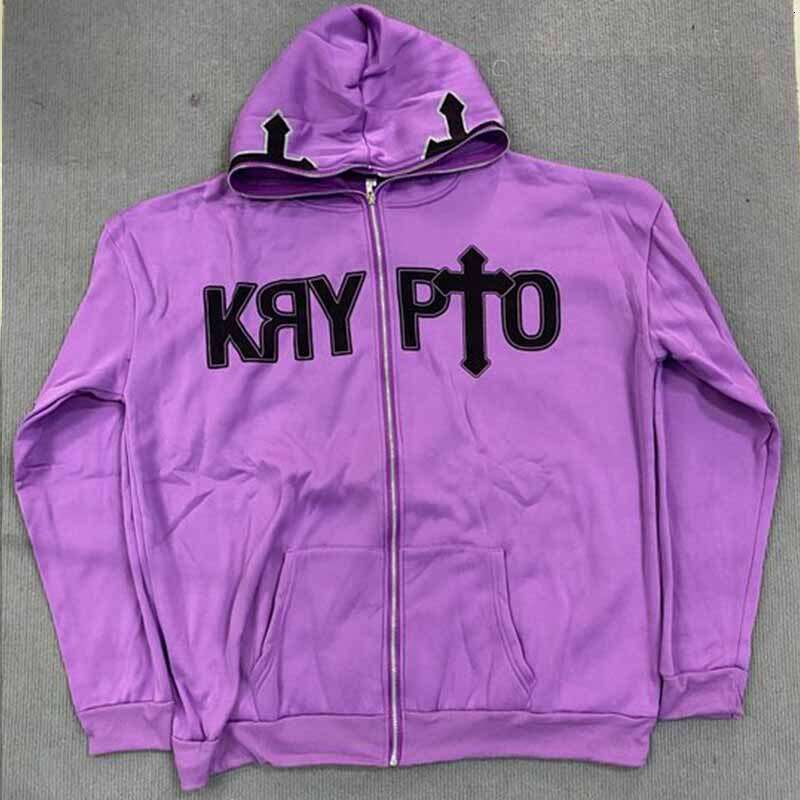 Gothic style fashion hoodie with loose letter zipper sweatshirt jacket