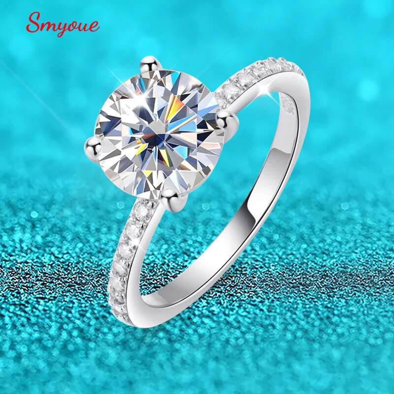Smyoue 1-3CT D Color Moissanite Ring for Women Sterg Sier Sparkg Lab Dia Promise Band Valentine's Day Gift GRA