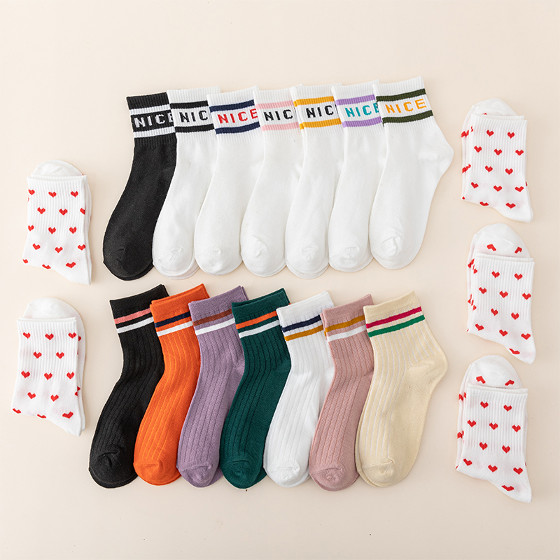 Assorted 14-Pair Mid-Calf Hipster Socks for Stylish Leg Coverage