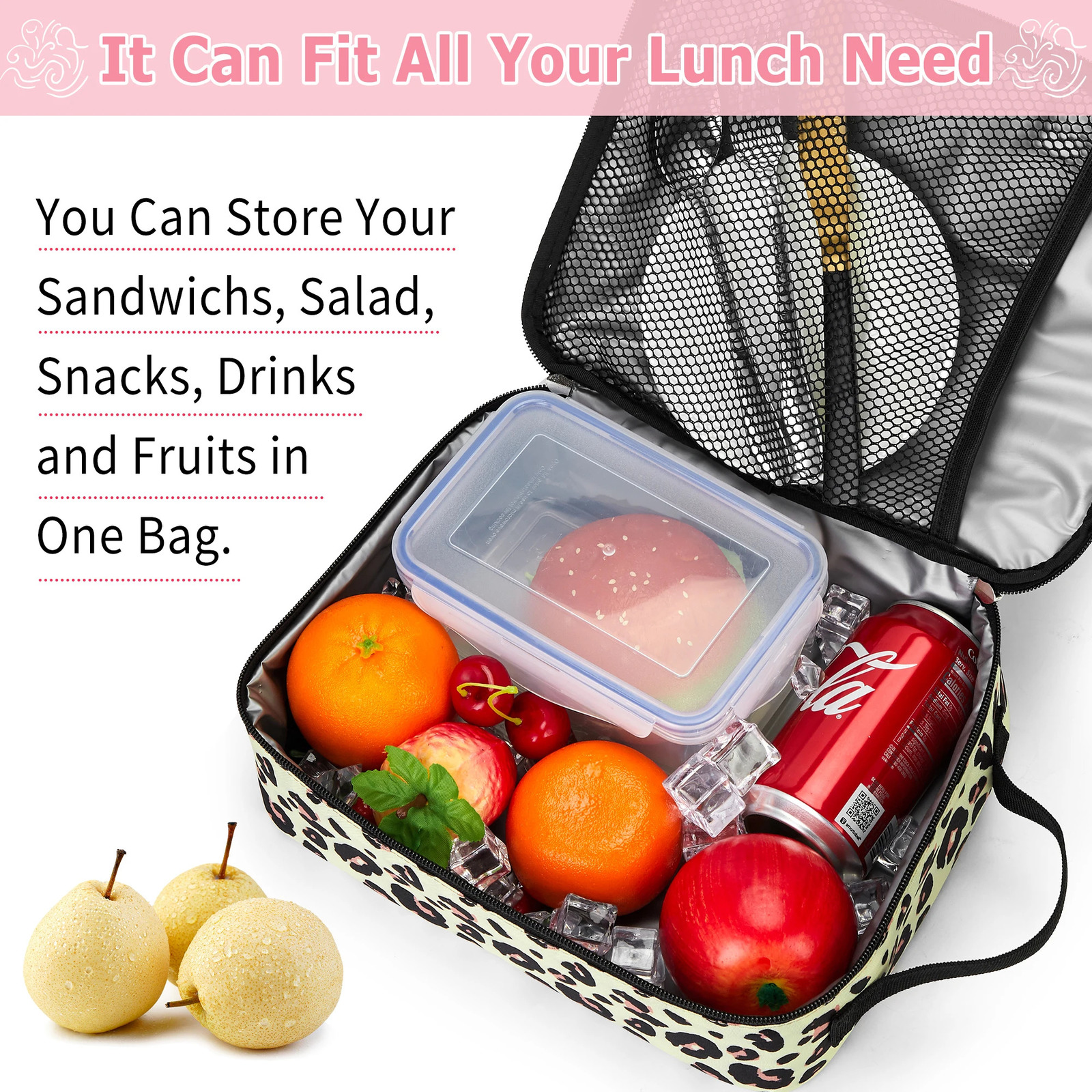 Ship from US Cooler BagFront Zipper Pocket and Dual Large Mesh Side PocketsLunch Organizer Box 250227FBB