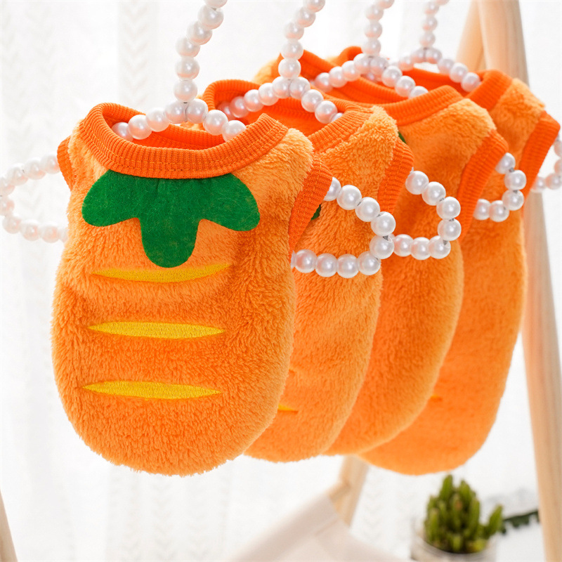 Winter - warm Carrot - themed Pet Clothes for Dogs like Teddy, Bichon Frise, Corgi, Pomeranian and Cats