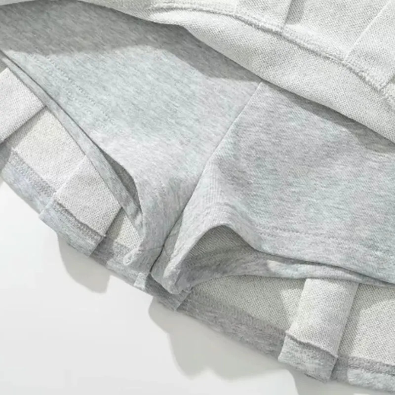 Mooyufon Fabric Y2K Mini Skirt Women Low Waist Wide Pleat Light Grey Sexy Vintage A-line Pleated Skirt Casual Skort Summer 250224