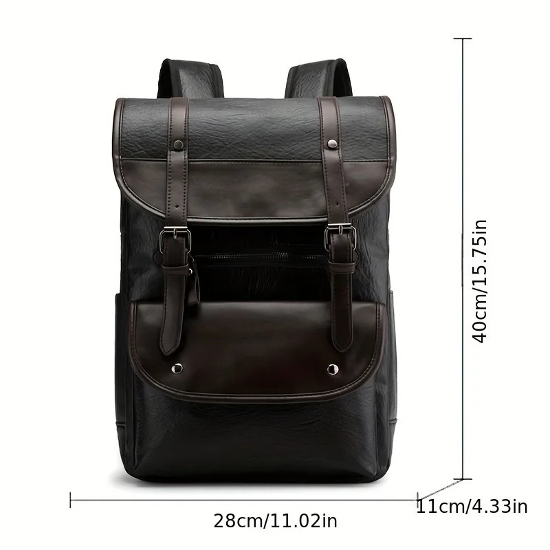 Ship from US ExtraLarge Capacity Mens PU Casual Backpack Waterproof Multifunctional and Durable Outdoor Travel Leisure Activities 250227FBB