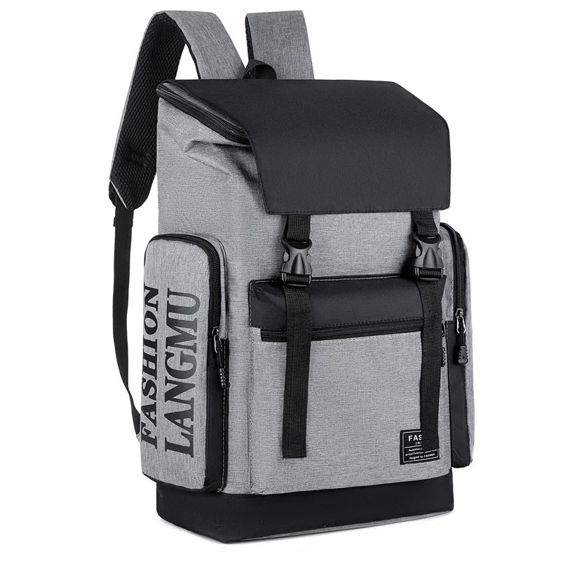Ship from US Trendy Cool Mens Backpack Flap n with Unique Letters Stylish Student Bag CrossBorder Exclusive 250227FBB