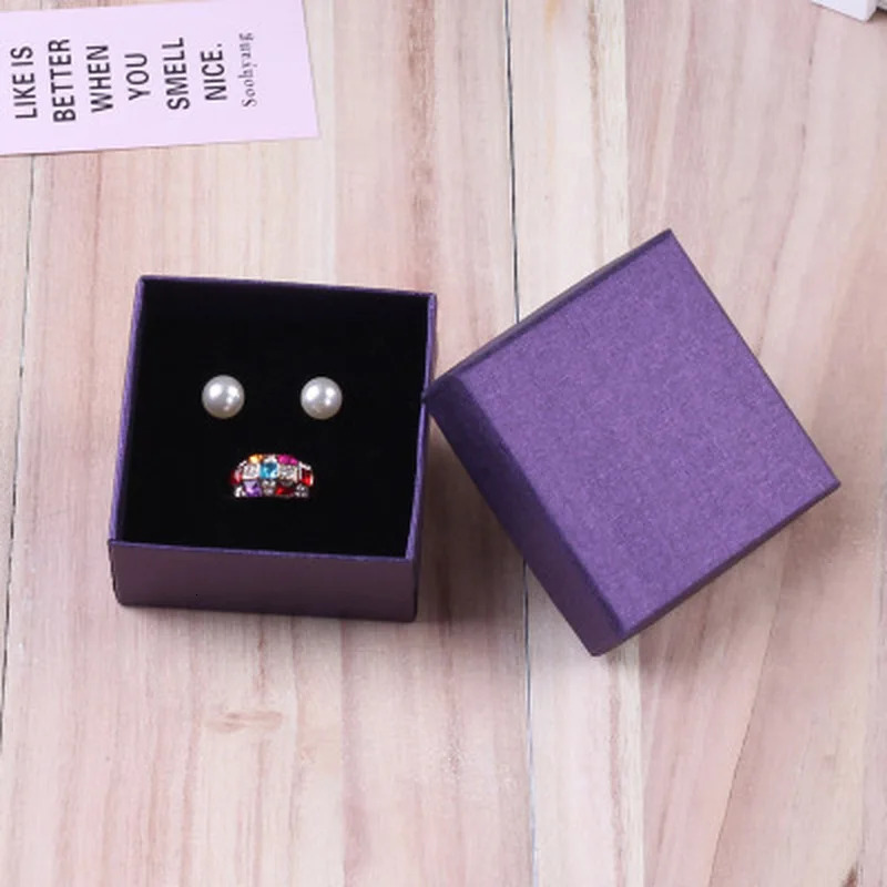 24 Square Jewelry Travel Organizer Gift Box with Black Sponge Eco Friendly Small Favors Ring Storage Box 5x5cm Cardboard Case 250222