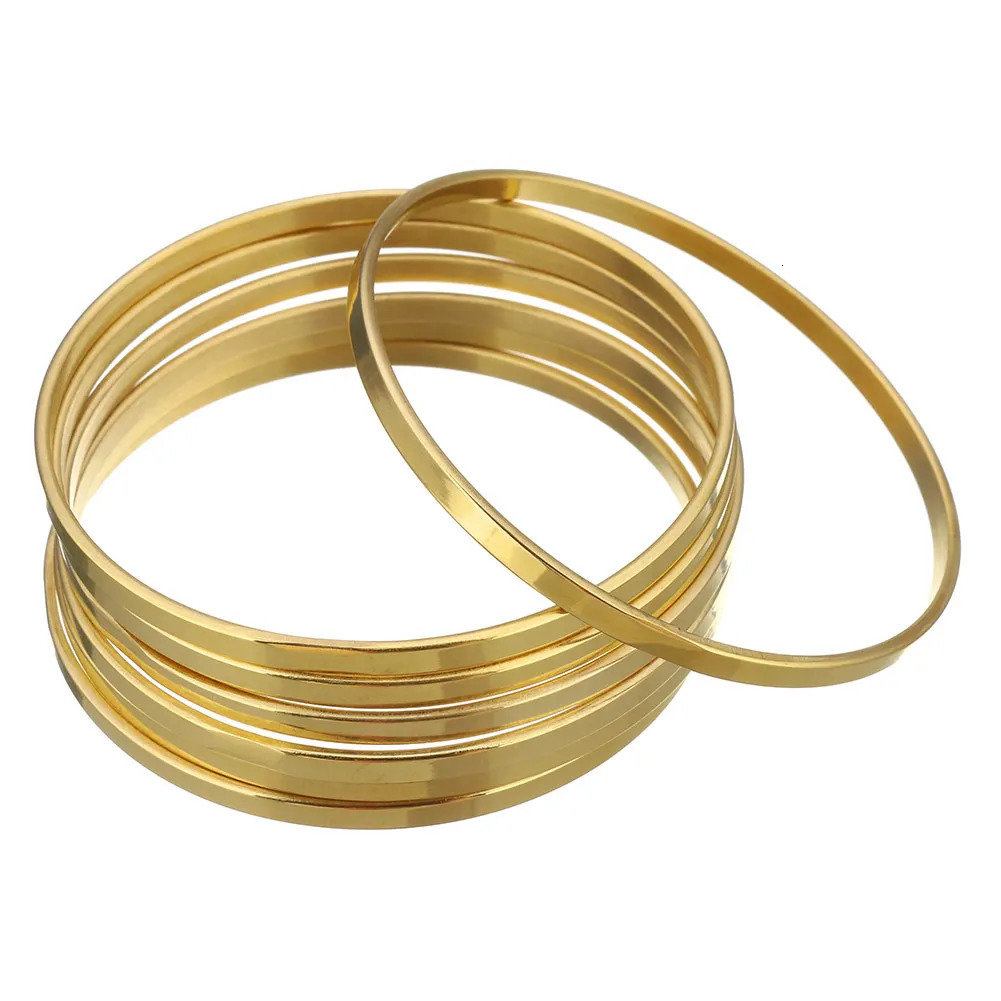 7PCs/Set Fashion Roman style Stainless Steel Bangle gold color Lover Charm Bracelet for Women Gold Wide Cuff Bangle 250227