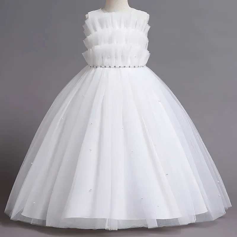 Girl's Dresses Kids Festive Girl Bridesmaid Luxury Princess Dresses Children 4 8 To 12 Years Parties Junior One Piece Tulle Party On Clothes Y250
