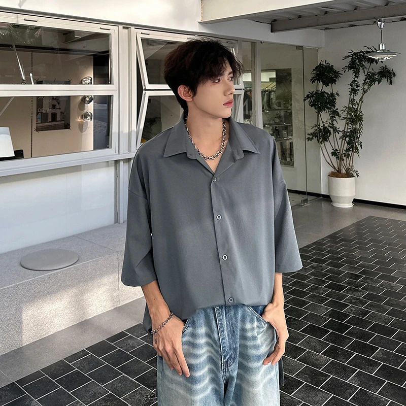 Summer Short Sleeved Shirt Men Oversized Casual Shirt Men Streetwear Korean Loose White Shirts Mens Formal Dress Shirt M-3XL 250224