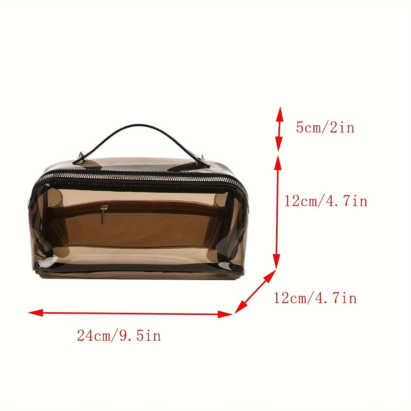 Ship from US Transparent Makeup Bag with Handle Portable Organizer Travel Toilet Box 250227FBB