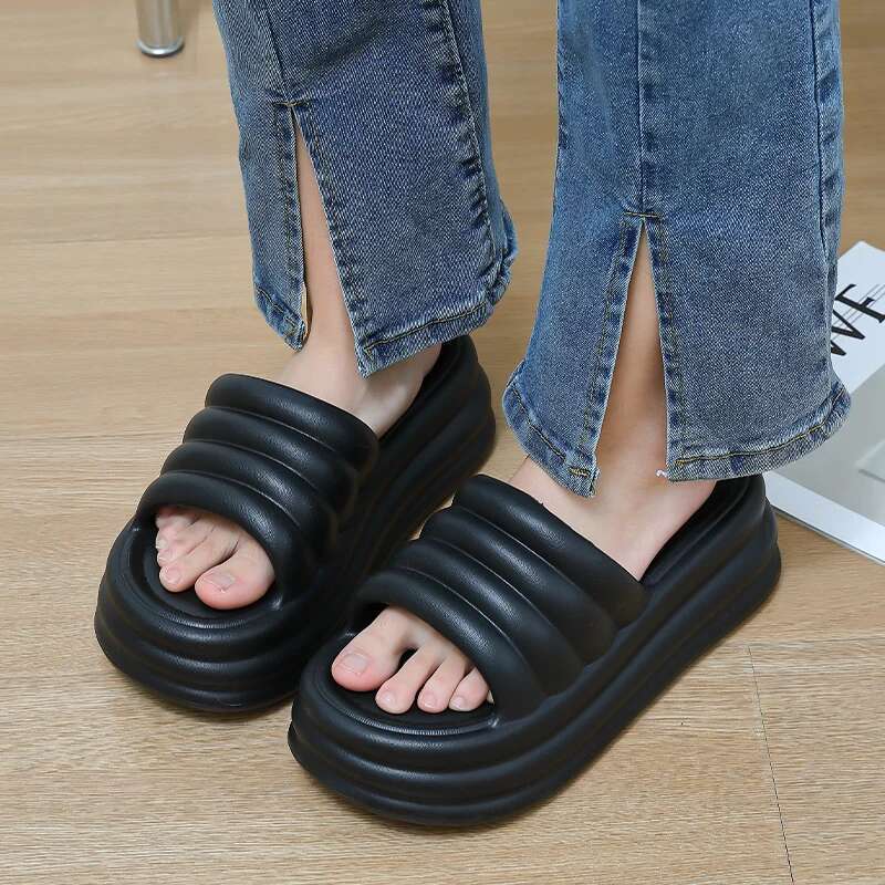 New Versatile And Fashionable Women's High Top Slippers With Exposed Toes Eva Flat Designer Sandals For Summer 2025 Women's Thick Soled Beac