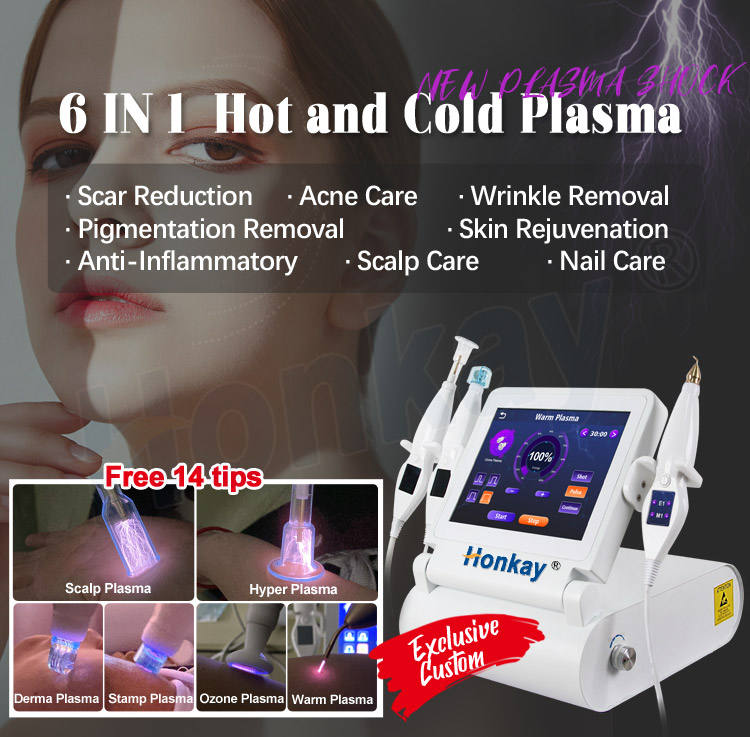 Custom Logo 6 IN 1 Hot and Cold Spark Plasma Beauty Machine Freckle Removal Facial Anti-Aging Face Lifting Care Rejunevation Fusion Plasma Treatment D