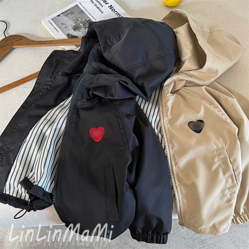 Jackets Childrens Zipper Jacket 2025 Autumn Edition Mens and Womens Hooded Zipper Stormtrooper Clothes Baby Trendy Brand Love Jacket WindbreakerY25022