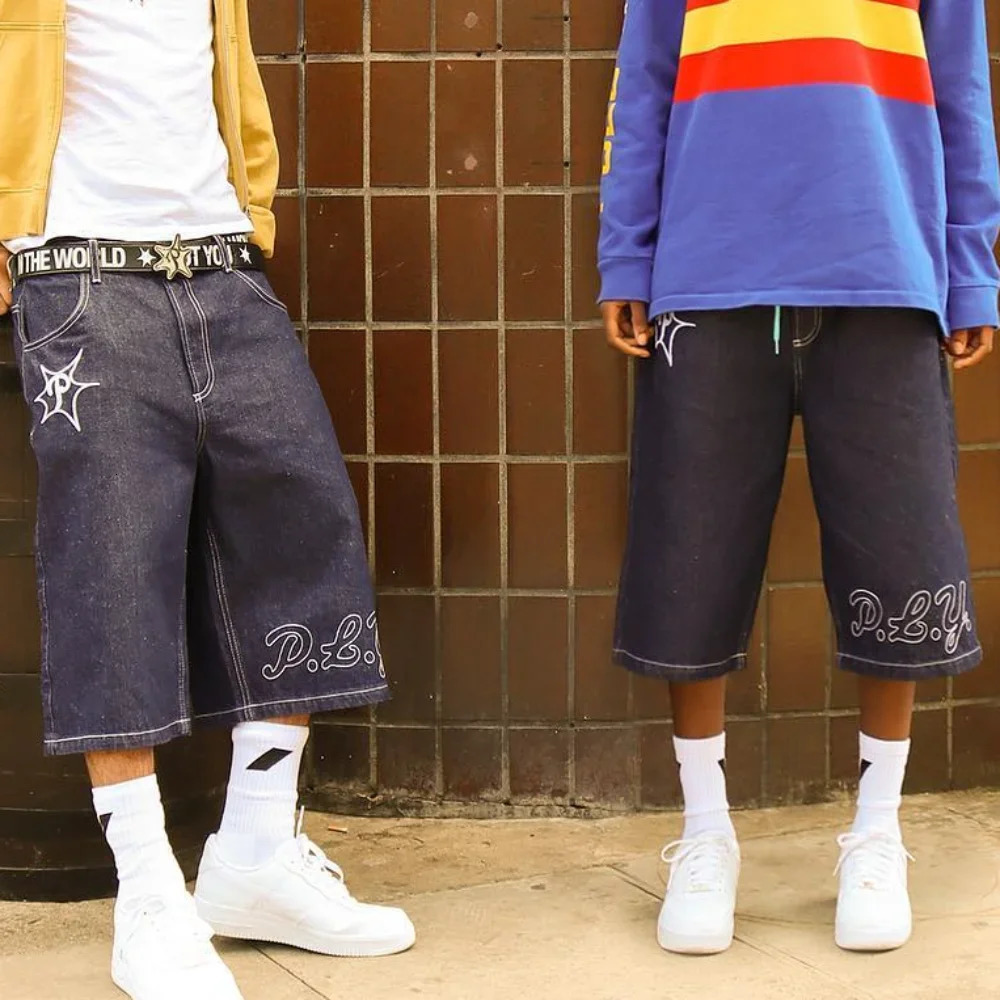 Mens casual slim fit mens shorts Y2k Demin Jogger streetwear denim hiphop summer cool fashion jeans 250226