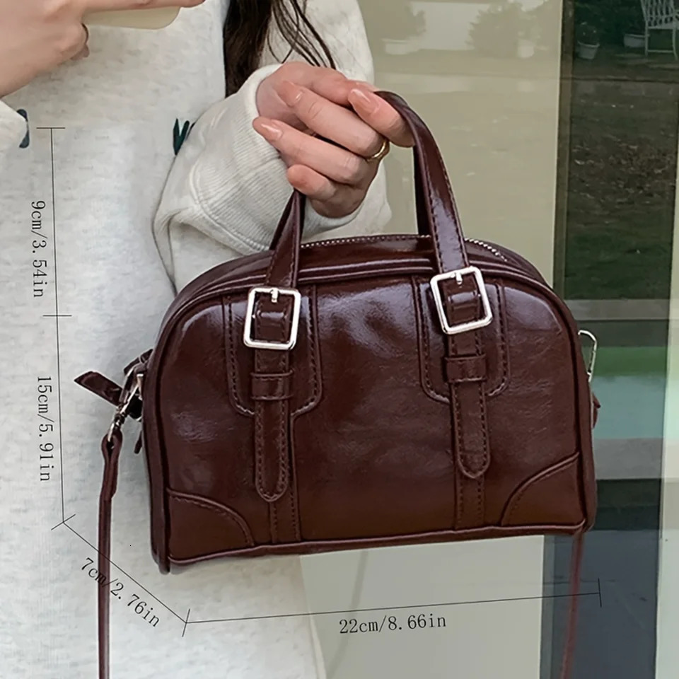 Ship from US Elegant Faux Leather Pillow Handbag Fashion Boston Bag For Women Versatile TopHandle Crossbody Satchel Chic Bowlinginspired w250227FBB