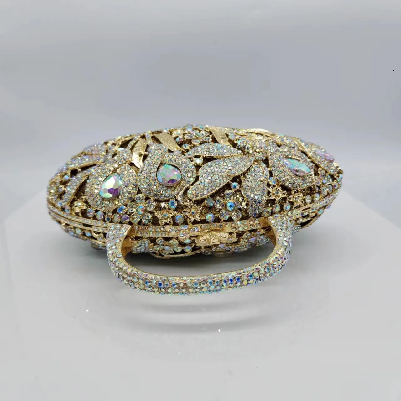 Flower Basket Diamond Dinner Bag Metal Hollow HandHeld Rhinestone Womens Banquet Clutch Purse Crystal Vintage Handbags 250226