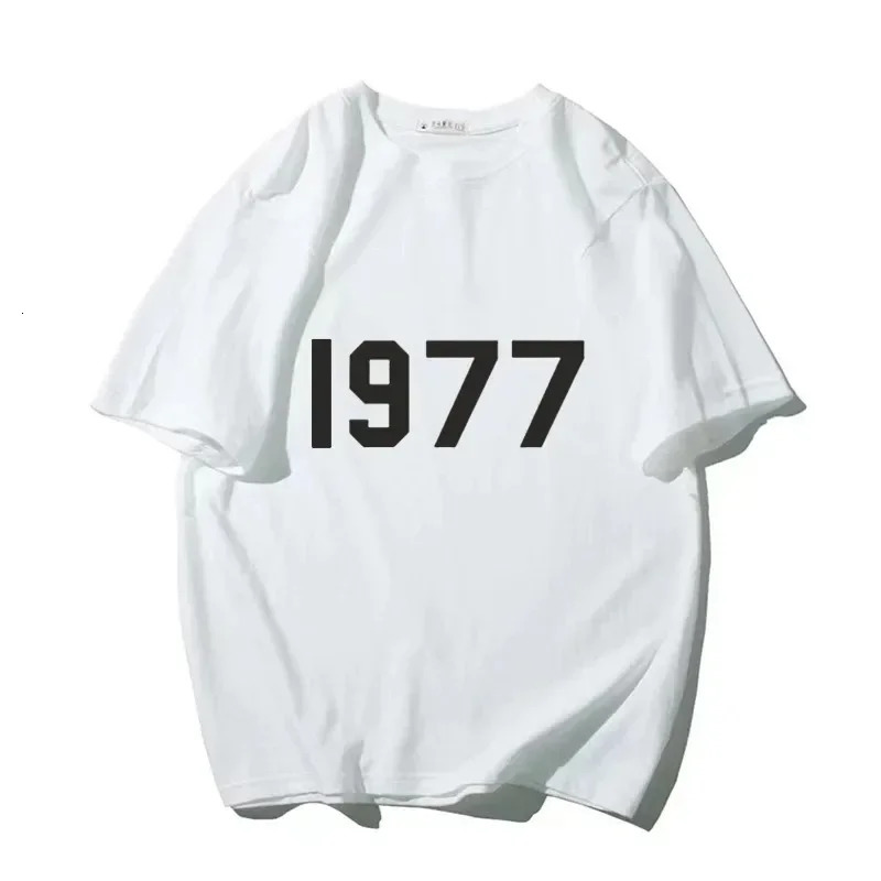 Korea y Cotton Printing Shirts 1977 Mens Womens Child Trend Streetwear Short Sleeve Fashion Crew Neck Shirt Boy Girl 250226