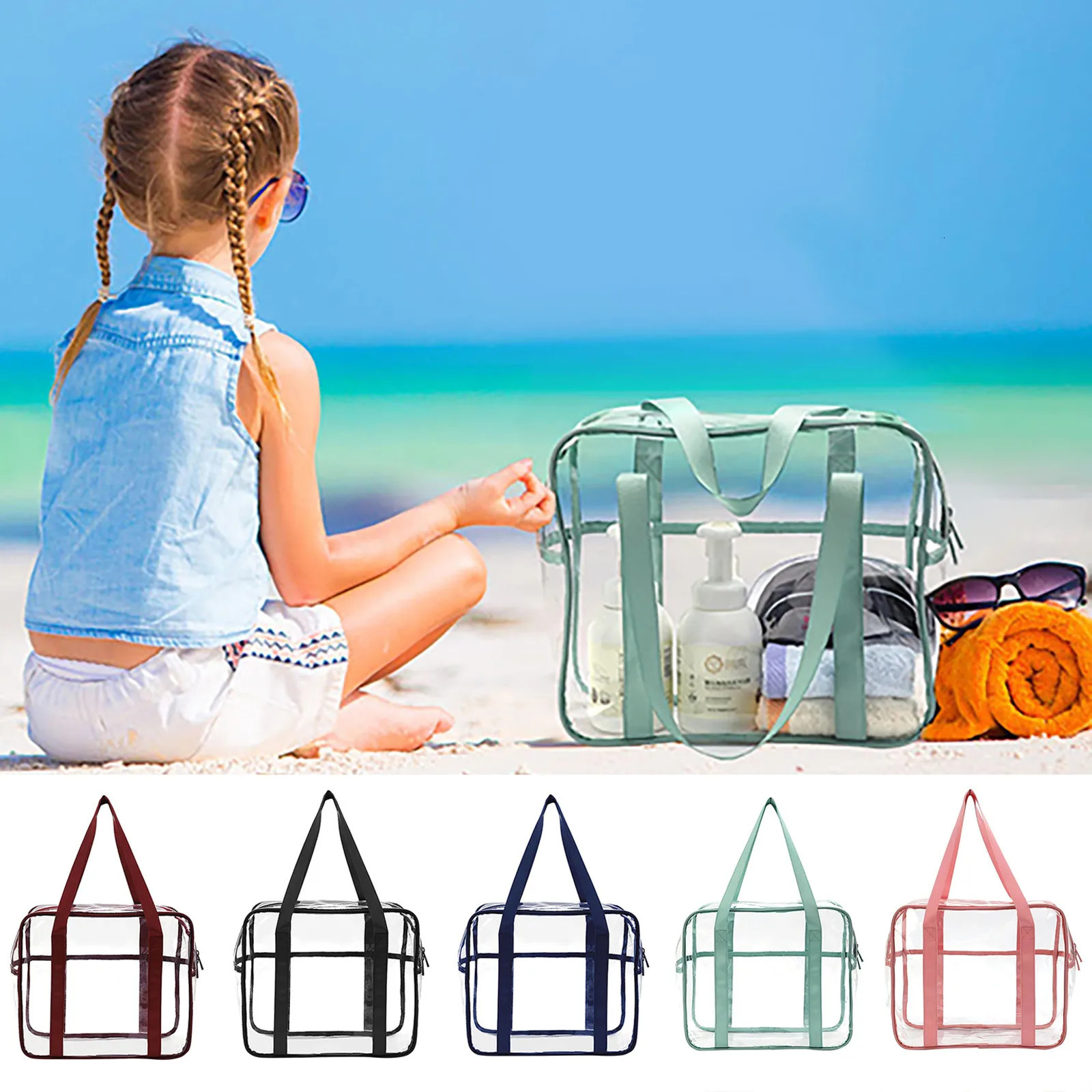 Ship from US Tote Bag For School Work Pvc Toiletries Handbag Multifunctional Womens Storage Shoulder Bags Cosmetic 250227FBB