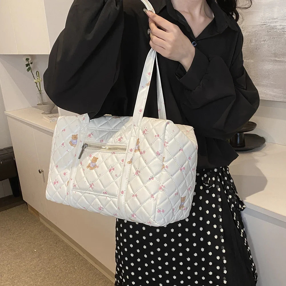 Ship from US Women Cute Baby Diaper Bag Large Capacity Quilted Nappy Adjustable Strap Maternity Female Outdoor Daily 250227FBB