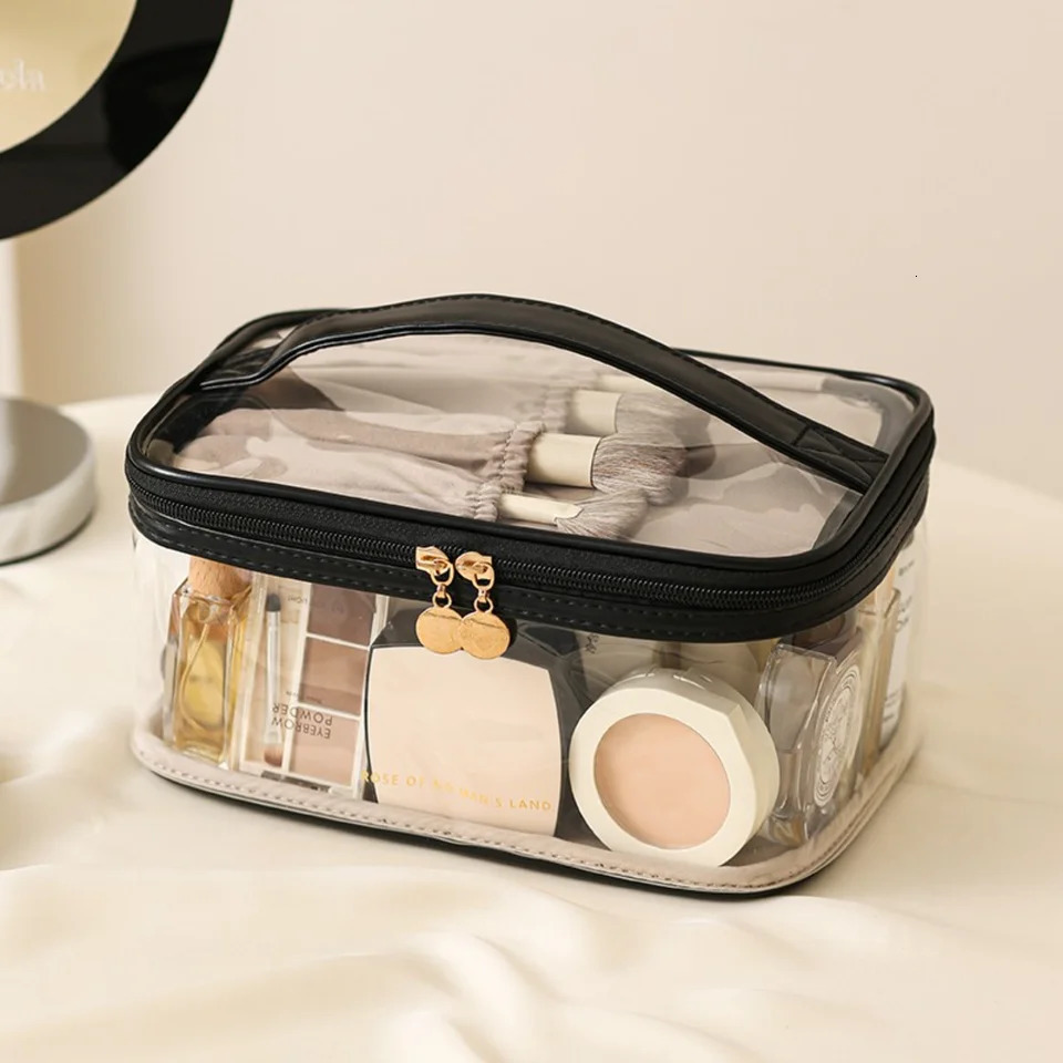 Ship from US Chic Waterproof Transparent Cosmetic Bag Durable Nylon Travel Organizer Portable SeeThrough n for Makeup Toilet 250227FBB