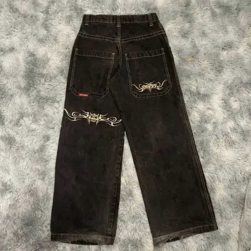 Y2K Pants Extra Large Loose Letter Skull Embroidered Jeans Men Hip Hop Jeans Gothic Wide Leg Trousers Streetwear Baggy Jeans X250227