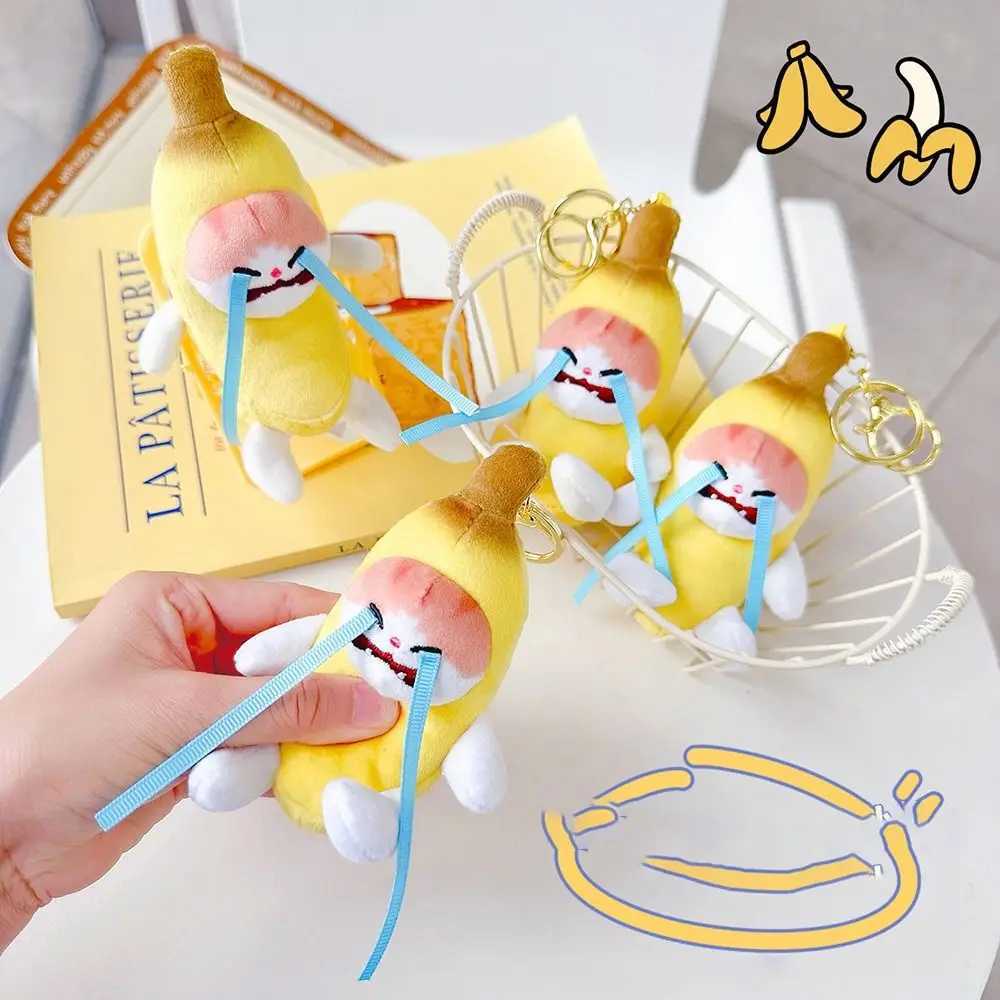 Fashionable voice keychain bag pendant cat doll interesting three key chain plush toy gift with crying creativity Free shipping