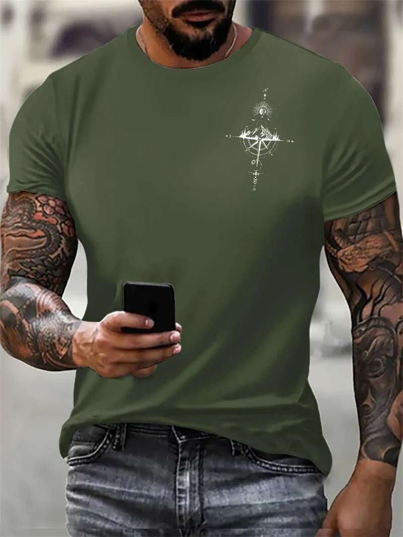Men's Fashion Retro T-shirt Summer New Designer Short Sleeved 3D Printed Outdoor Sports Casual Comfortable Breathable Top Plus Size Round Neck St