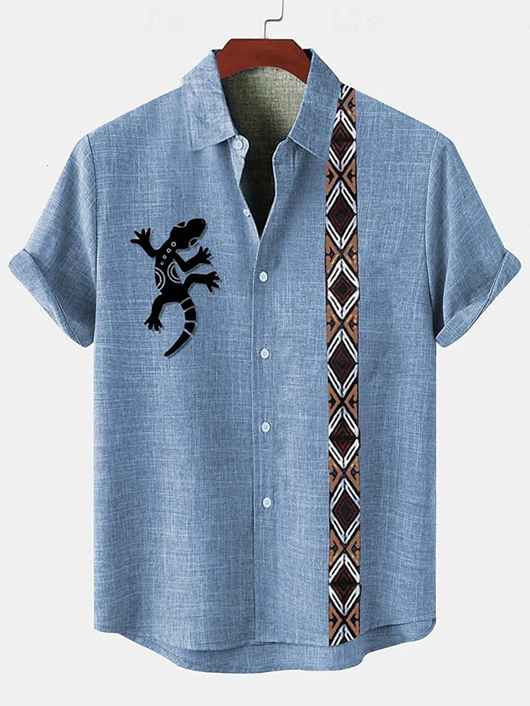 Summer Street Everyday Mens Casual Shirt Pool Beach Party Hawaiian Vintage Style Tribal Print Shortsleeved 250226