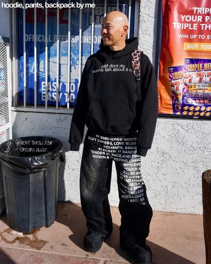 Men's Jeans Y2K Men Vintage American Pattern Letter Streetwear Gothic Harajuku Hip Hop Women Fashion Casual Wide Leg