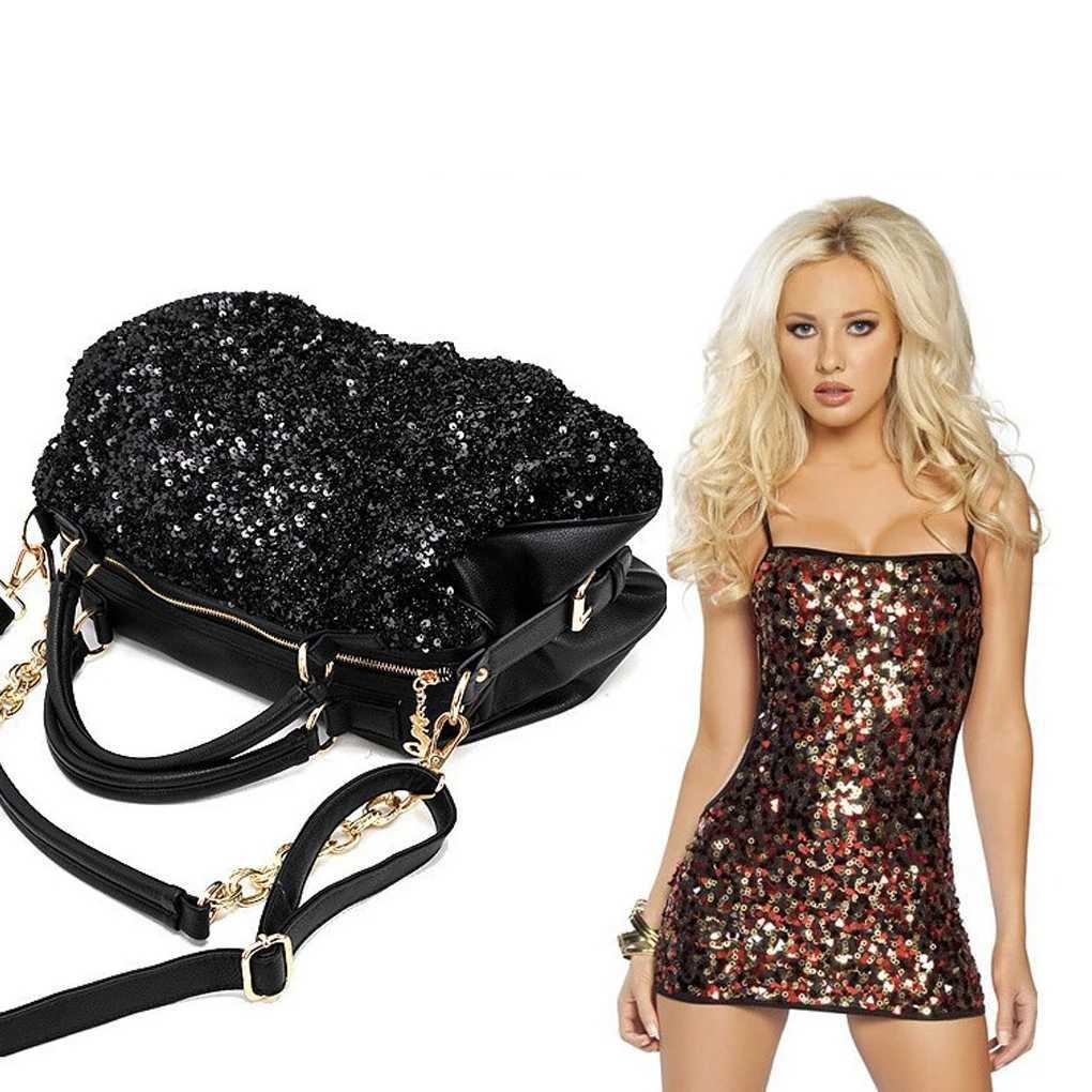 New Arrival New Womens PU Leather Ladies Shoulder Crossbody Bags Sequined Patent Leather Hobo Bag Casual Wild Top-Handle Bags Pillow Bag T250227