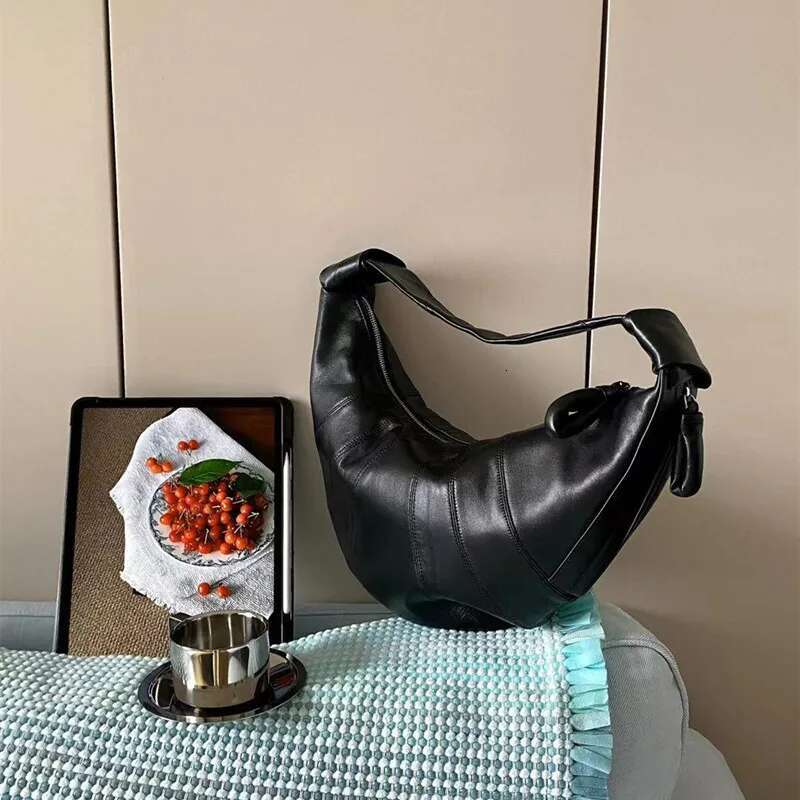 Genuine Leather Sheepskin Bags For Women Designer Handbags Purses 2024 New In Vintage Large Capacity Croissant Shoulder