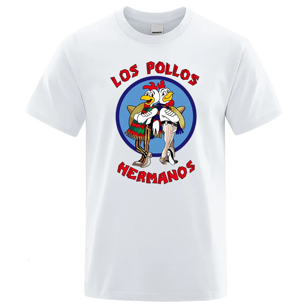 LOS POLLOS Hermanos Funny Printed T-Shirt Men Fashion Casual Short Sleeves Summer Cotton Breathable Tshirt Chicken Brothers Tee 250227