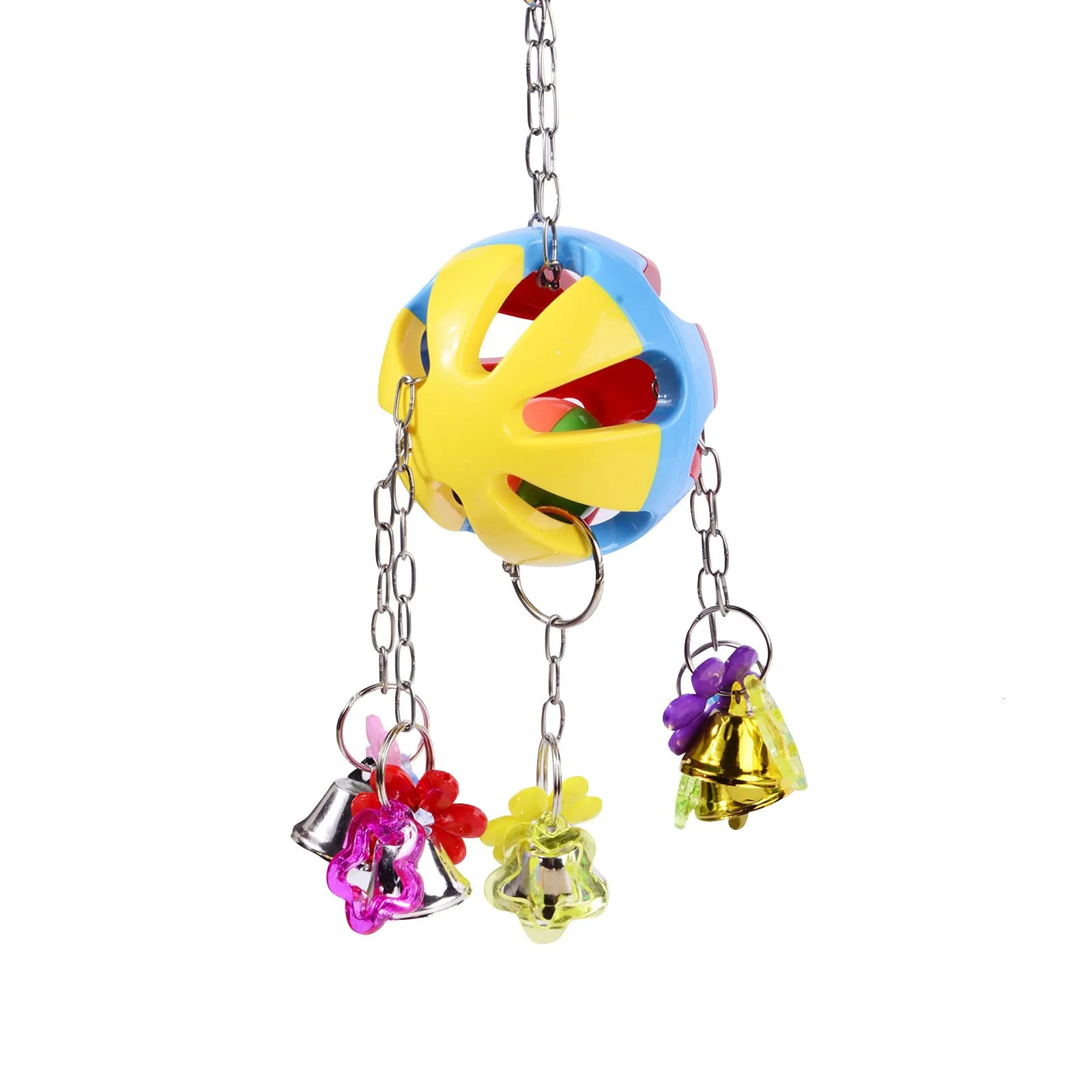 Bird Parrot Toy Colorful Bird Ball with Bell for Cage Bird Chew Toy Playing Training Ball Hanging Toy for Small Parakeets 250226