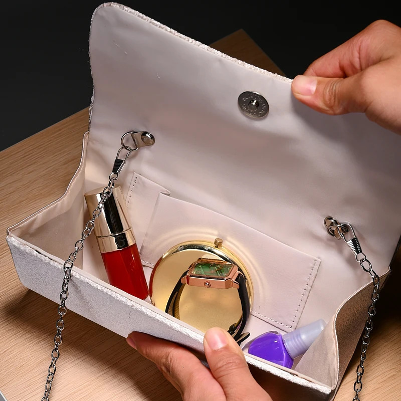 Fashionable Womens party clutch bag dinner dress champagne handbag evening wedding chain cross body shoulder 250226