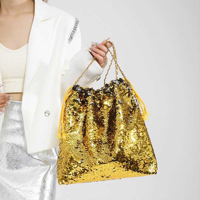 New Arrival Luxurious Evening Bag Bling Sequins Shoulder Bag Women Party Tote Bags Fashion Lady Bucket Handbags Girls Glitter Purses T250227