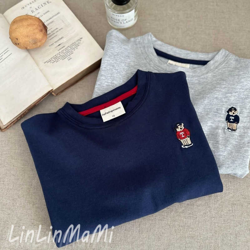 T-shirts 100% pure cotton childrens T-shirt 2025 Spring and Autumn Edition trendy childrens brand top teddy bear baby cartoon base shirt trendy styleY