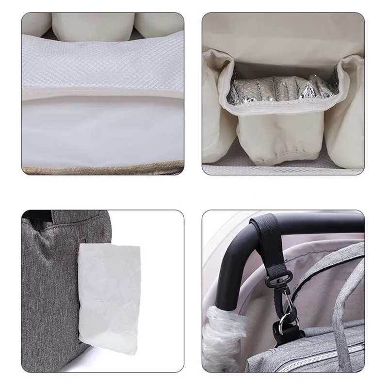 Diaper Bags Lequeen Backpack Travel Nursing Bag Diaper Bag Multiple Portable Nappy Bag For Baby Stroller Y250227WYBD