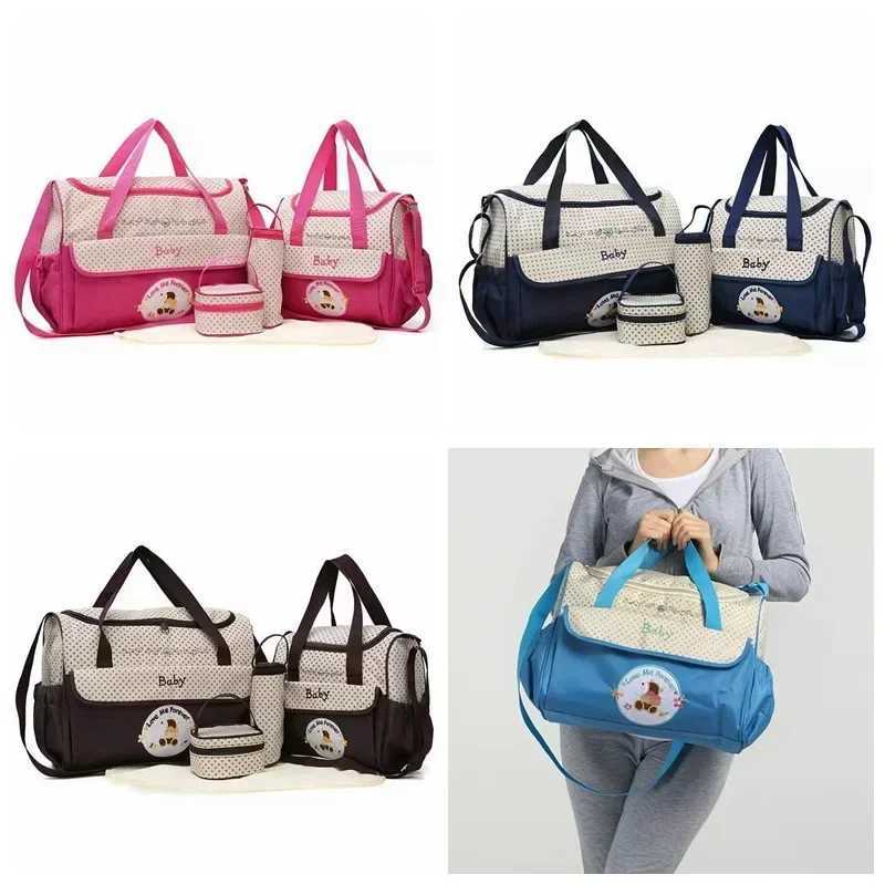 Diaper Bags Cartoon five-piece suit mommy bag large-capacity wholesale mom bag baby outing travel handheld crossbody mother baby bag Y250227URWU
