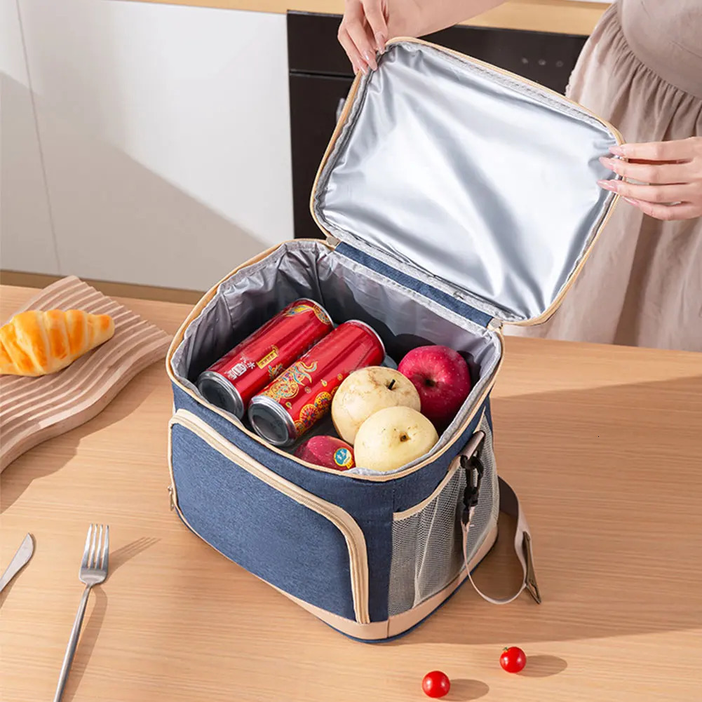 Ship from US Lunch Picnic Bag with Strap Cooling Leakproof Portable Cooler Box Insulation for Camping Outdoor Activities 250227FBB