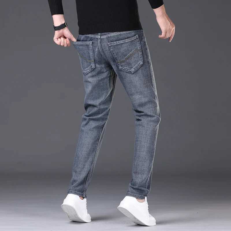 2024 New Soft Stretch Straight Jeans Mens Classic Fashion Business Slim Trousers Street Trend Male Brand Clothing Pants 28-40 X250227