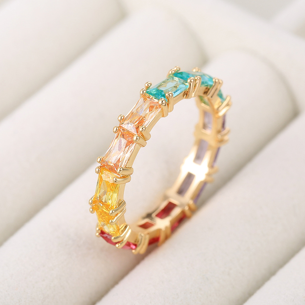 2025 Choucong Top Sell Wedding Rings Luxury Jewelry 18K Gold Fill Princess Cut Colorful 5A Cubic Zircon CZ Diamond Gemstones Party Women Engagement Ba