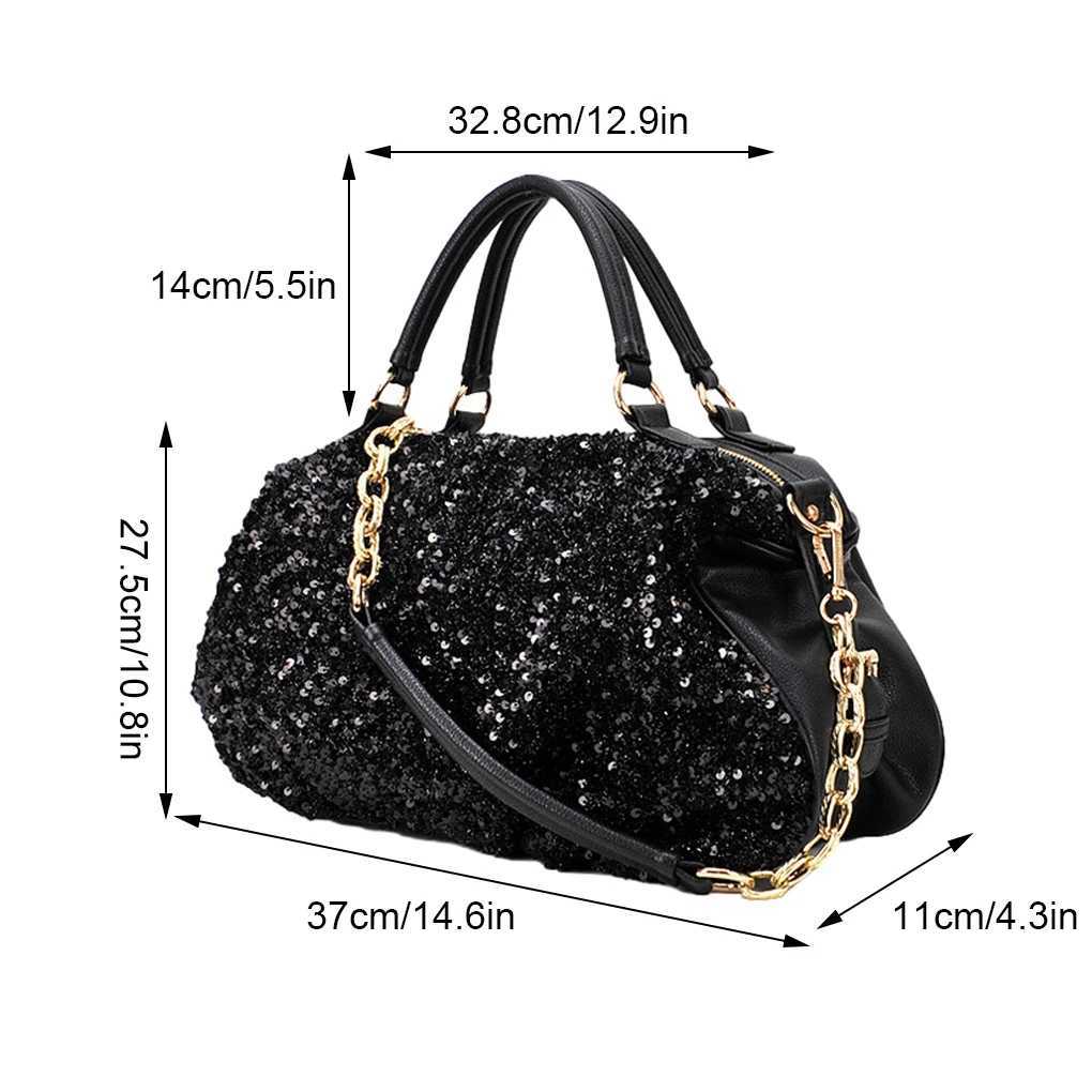 New Arrival New Womens PU Leather Ladies Shoulder Crossbody Bags Sequined Patent Leather Hobo Bag Casual Wild Top-Handle Bags Pillow Bag T250227
