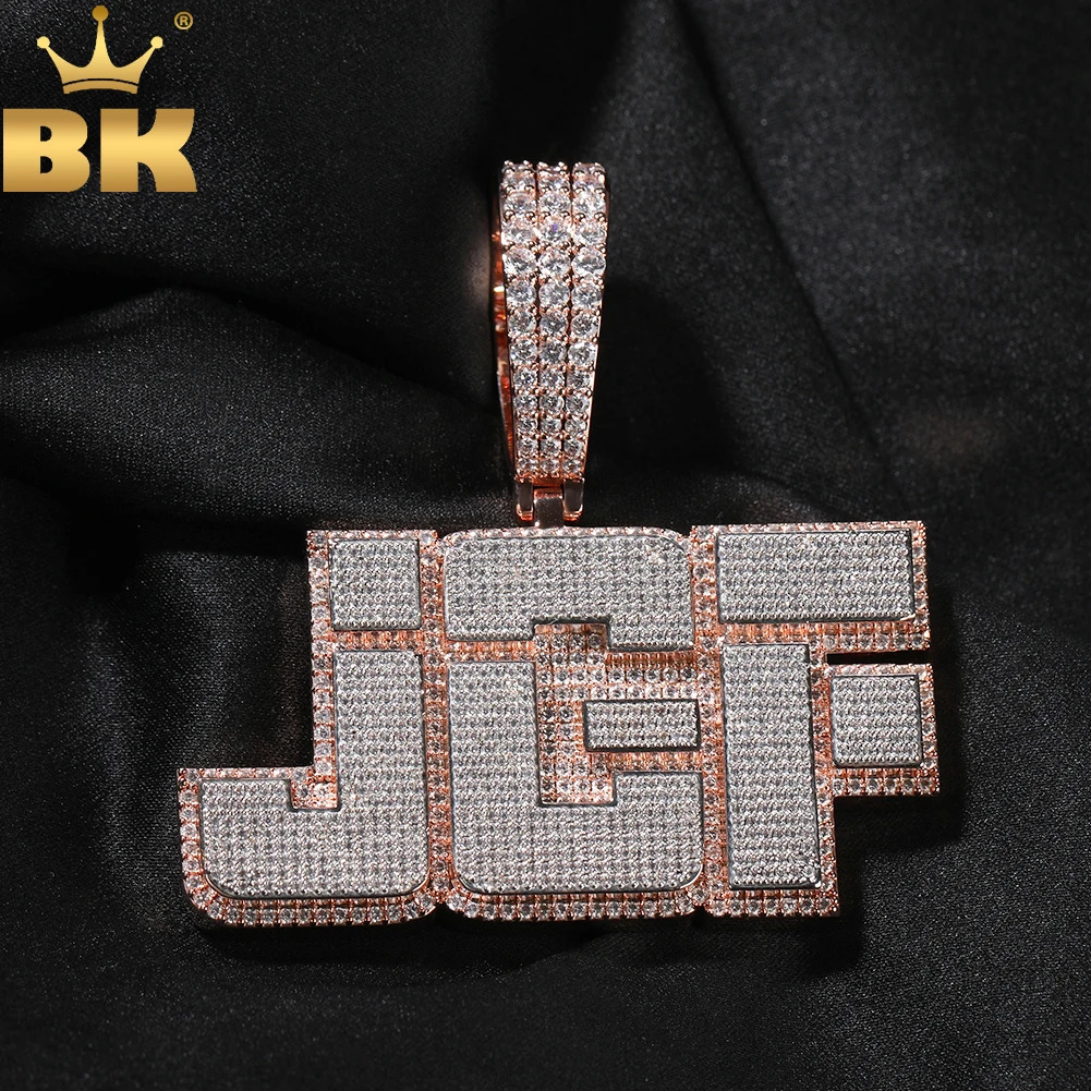 THE BLING KING Custom Double Layer Initial Letters Pendant Necklace Micro Paved Out 5A Cubic Zirconia Chain Hiphop Jewelry 250227