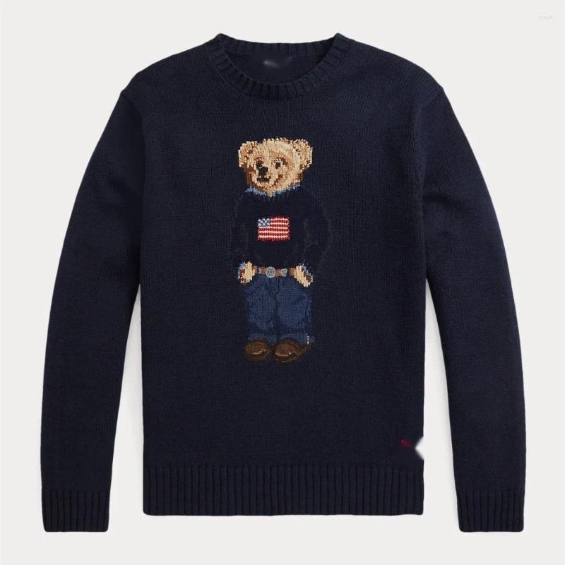 Men's Sweaters 2025 Women's Bear Christmas Sweater Embroidery Long Sleeve Knitted Hoodie Couple Inner Tank