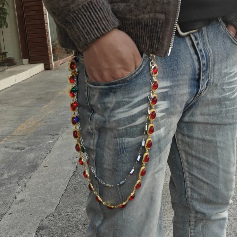 2025 Model Multicolored Agate Pants Chain Bohemia Hip Hop Accessories Fashionable Men And Women Ones Waist Key Chain 250225