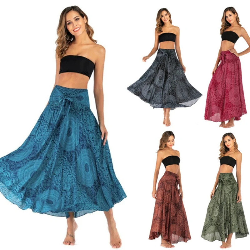 Casual Folk-Custom Printed Skirts Women Fashion Bohemian Long Skirt Streetwear Beachwear Woman Clothing Faldas Mujer Jupe Femme 250226