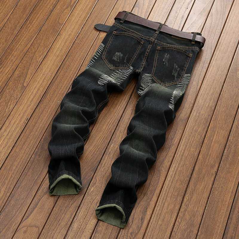 High Quality Men Casual Jeans Denim Hole Ruined Hip Hop Biker Straight Pants Male Casual Pants Plus Size X250227