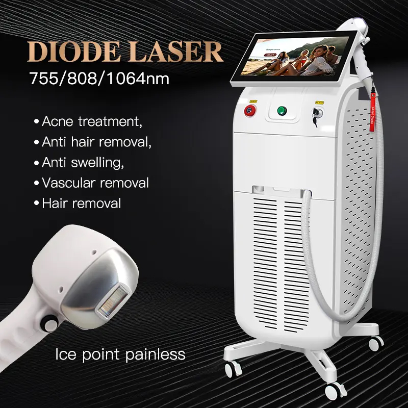 High Precision Ice Titanium 755 808 1064 Diode Laser Skin Smoothing Professional Hair Removal Ice Painless Depilation Diode Laser 1600W Equipment