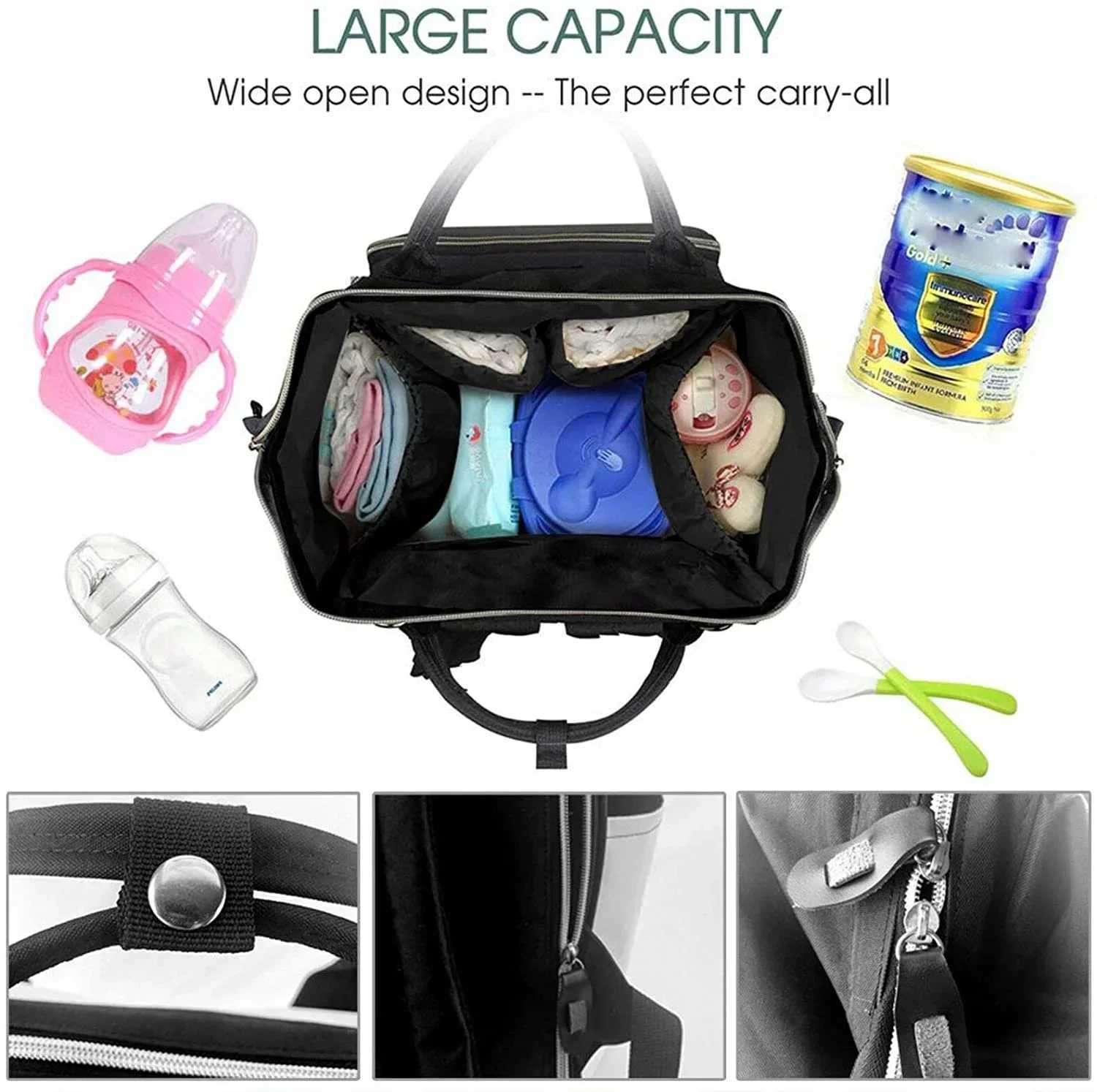 Diaper Bags Hearts Printed Mummy Backpack Diaper Bag Multi-Function Maternity Nappy BagsKid Bag with Laptop PocketStroller Straps Y250227MDL7